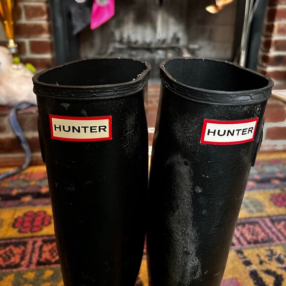 Hunter Original Gloss Waterproof Black Tall Rubber Rain Boots Women 9-9.5 - Picture 4 of 6